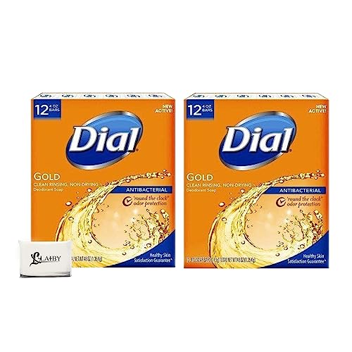 LAIBY Dial Gold Anti-Bacterial Bar Soap 4 oz 8 Count (Pack of 3) | Deodorant Body Wash | Scent Killer Gold Men’s Bar Soap | Total 24 Count include pocket tissue