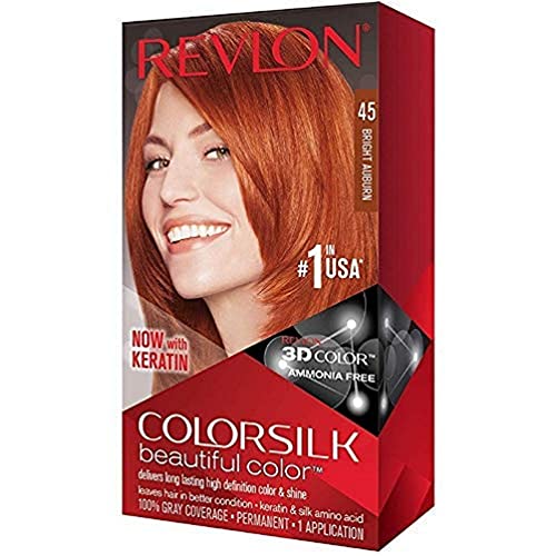 Revlon ColorSilk Beautiful Color [45], Bright Auburn, 1 ea (Pack of 3)