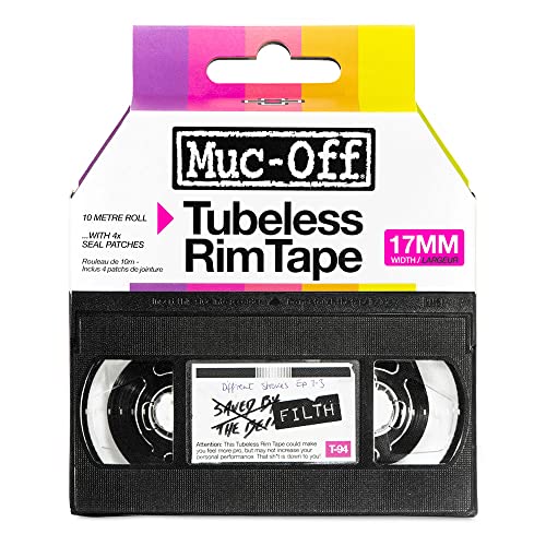 Muc-Off Tubeless Rim Tape, 17mm - Adhesive Bike Tire Liner, Tubeless Tape for MTB/Road/Gravel Bikes - Tubeless Kit including 10m Roll of Bike Tape