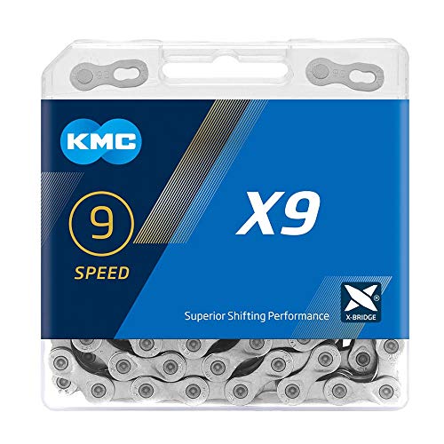 KMC Bike Chain X9, High Performance Bicycle Chain, Unbeatable Durability & Easy Mounting with X-Bridge Outer Plate, Shifting Performance Bicycle Chain, 9-Speed Bike Chain, 1/2" X 11/128" - 114 Links