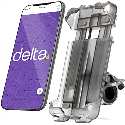 Bicycle Phone Mount by Delta - Lockable Bike Phone Mount Handlebar Adjusts to Any Size Bar - Fits Any Phone Or iPhone Up to 3.5" x 7.8" - Easily Accessible Bike Phone Holder