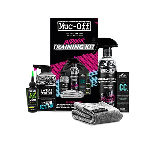 Muc Off Indoor Training Kit - Must-Have Essentials for Indoor Cycling and Fitness Training - Includes Equipment Cleaner and Chamois Cream,One Size