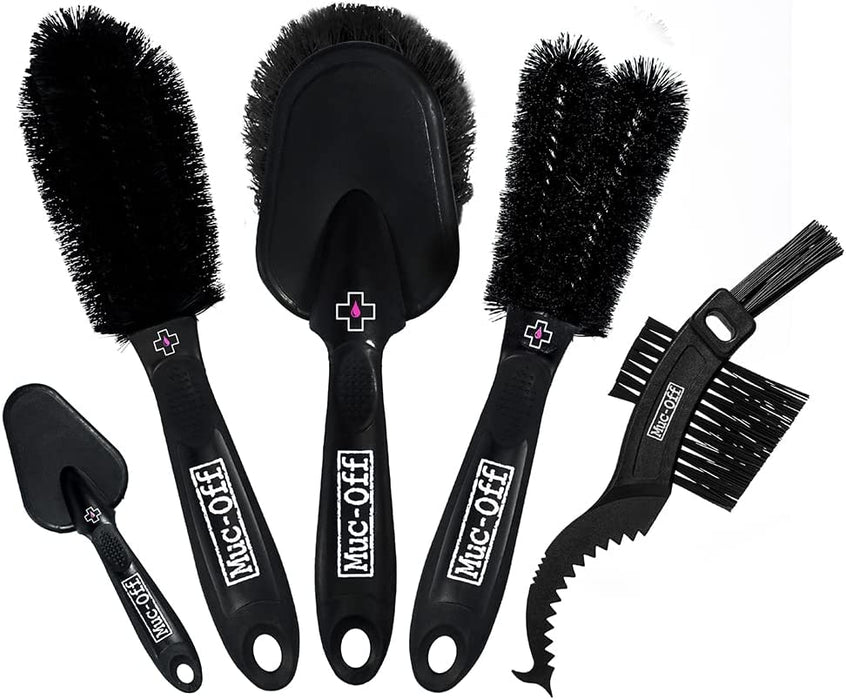 Muc-Off 220 3 Piece Premium Brush Kit - Includes 3 Bike Cleaning Brushes With Durable Nylon Bristles And Ergonomic Rubberised Handles To Minimise Impact