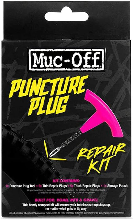 Muc Off Puncture Plug Repair Kit - Tubeless Tire Repair Kit for MTB/Road/Gravel Bikes - Tubeless Kit with Tire Plugger and Tire Plugs