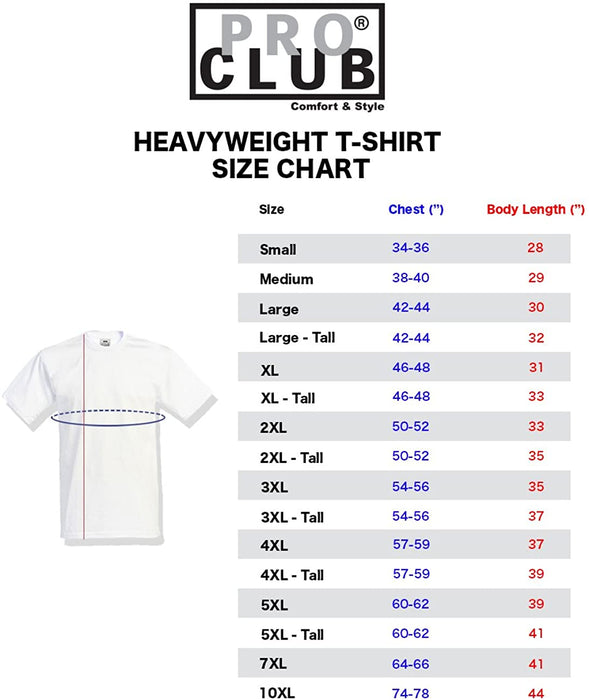 Pro Club Men's Heavyweight Cotton Short Sleeve Crew Neck T-Shirt | Pack of 6