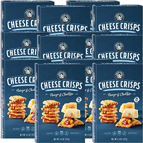 John Wm. Macy's CheeseCrisps | Asiago & Cheddar | Twice Baked Sourdough Crackers Made with 100% Real Aged Cheese, Non GMO, Nothing Artificial | 4.5 OZ. (12 Pack)