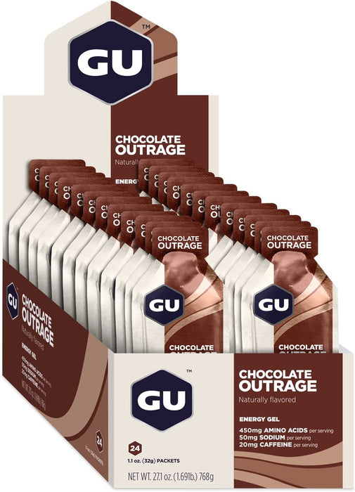 GU Energy Original Sports Nutrition Energy Gel, 24-Count, Chocolate Outrage