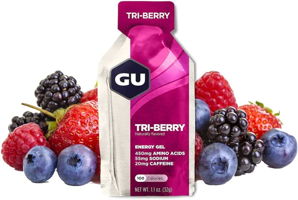 GU Energy Original Sports Nutrition Energy Gel, 24-Count, Tri-Berry