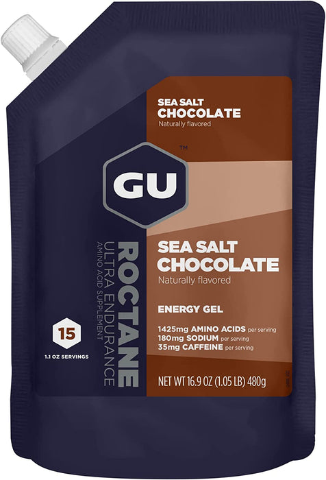 GU Energy Roctane Ultra Endurance Energy Gel, 15-Serving Pouch, Sea Salt Chocolate