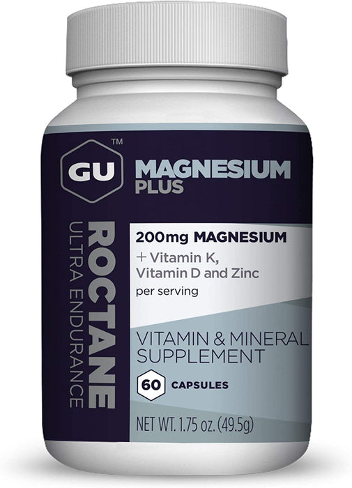 GU Energy Roctane Magnesium Plus Capsules with Vitamin K, D and Zinc, 60-Count Bottle (1-Month Supply)