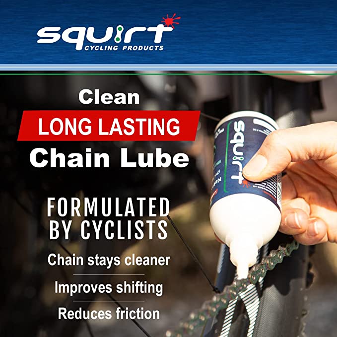 Squirt Chain Lube for Bikes (4 Oz) – Long-Lasting Lube for All Bike Chains – All-Weather Dry Chain Lube – Bike Lubricant to Reduce Noise & Chainsuck – Bike Tools & Maintenance Aid