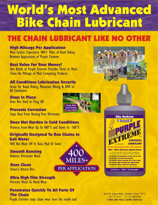 Bike Medicine Purple Extreme Performance Synthetic Chain Lubricant | 120 ml