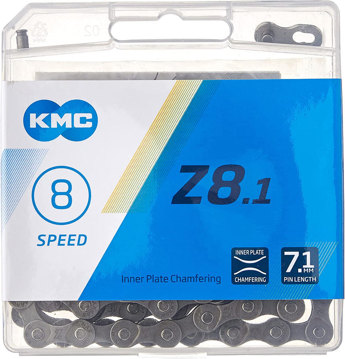 KMC Z8.1 Chain | Speed: 6/7/8 | 7.1mm | Links: 116 | Grey