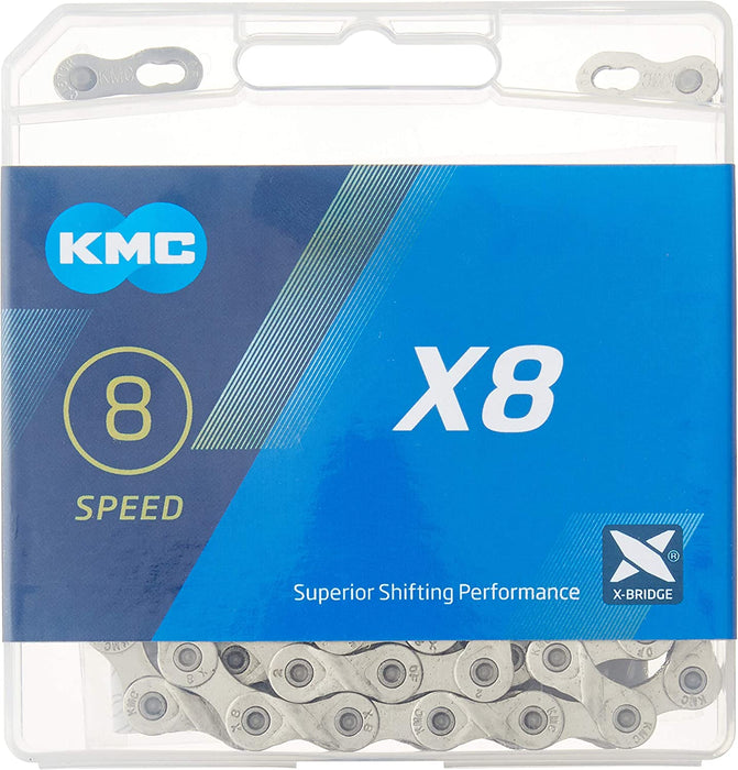 KMC X8.99/X8 Bicycle Chain (1/2 x 3/32-Inch, 116L, Silver)