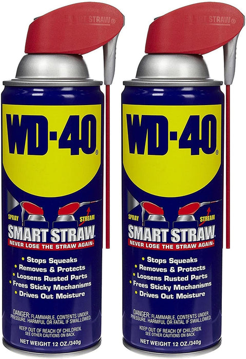 WD-40 Lubricant, Smart Straw Can, 12 oz-2 pk